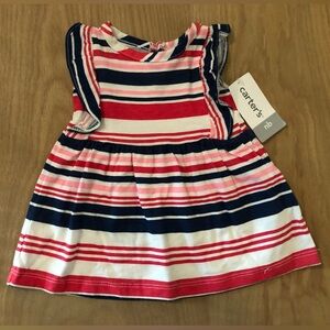 Carter’s|Baby girl striped nautical sundress, cotton & ruffle sleeves•••NWT